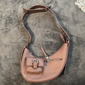 Steve Madden Brown Shoulder Bag with Buckle Detail